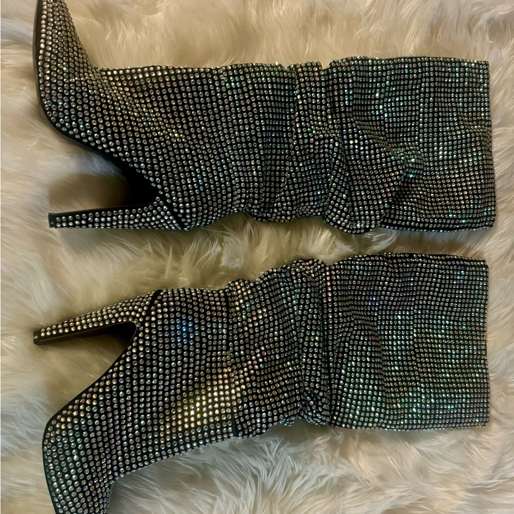 Steve Madden Slouching Rhinestone Boots (Used) - Picture 2 of 8